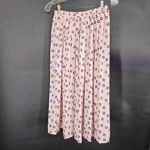 Alfred Dunner Skirt Womens 12 Pink Polka Dot Pleated A-Line Midi Office Business